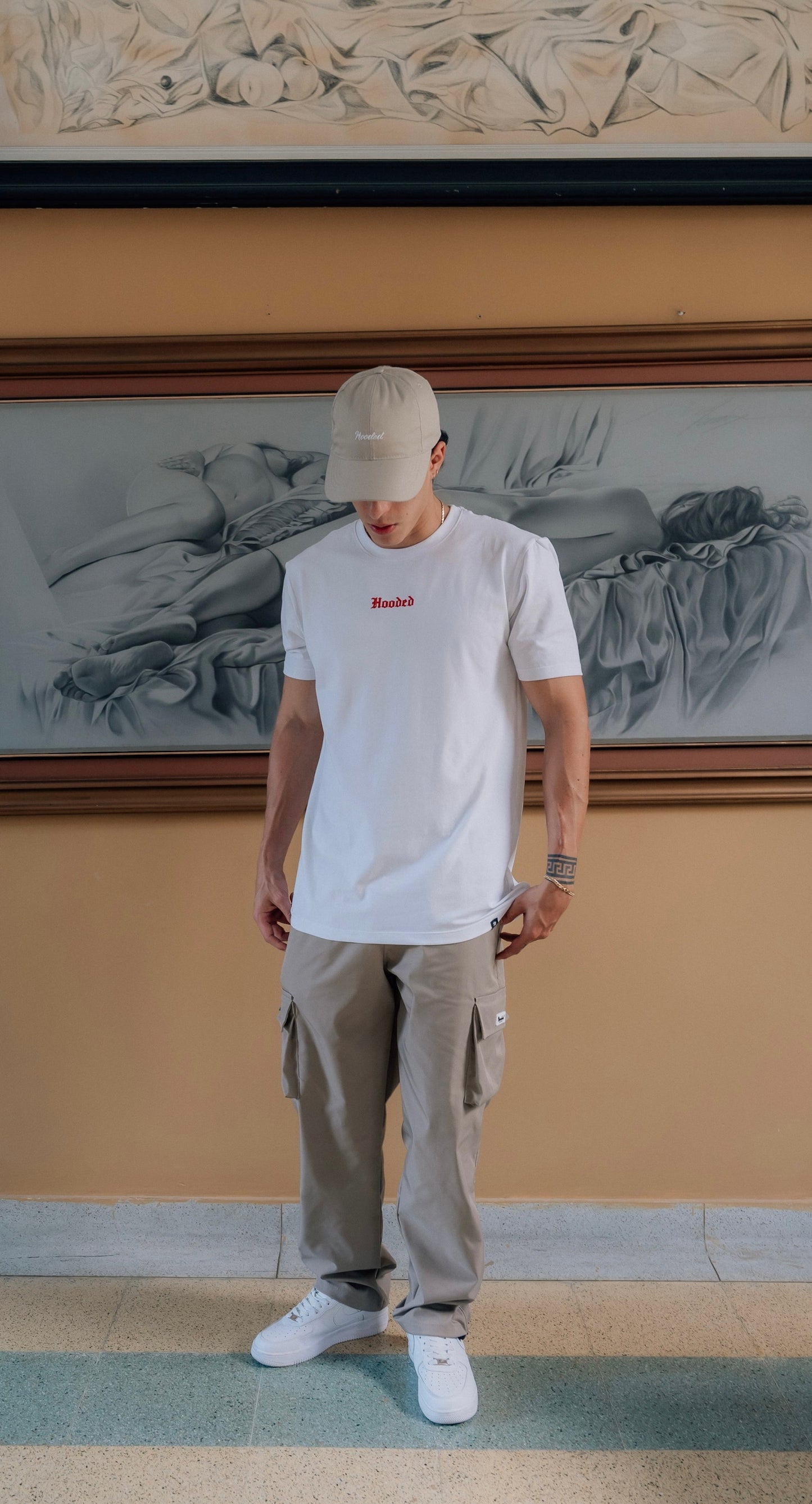 Hooded Ancient Red White T-Shirt