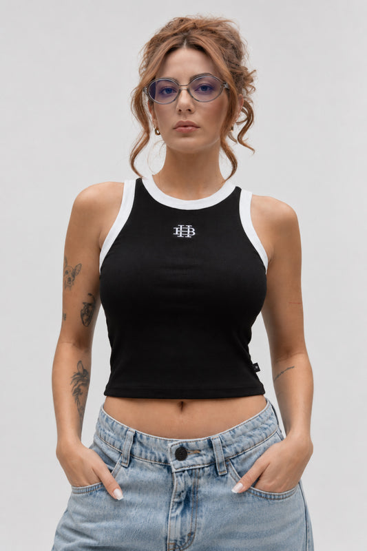 Ribbed Black Tank Top
