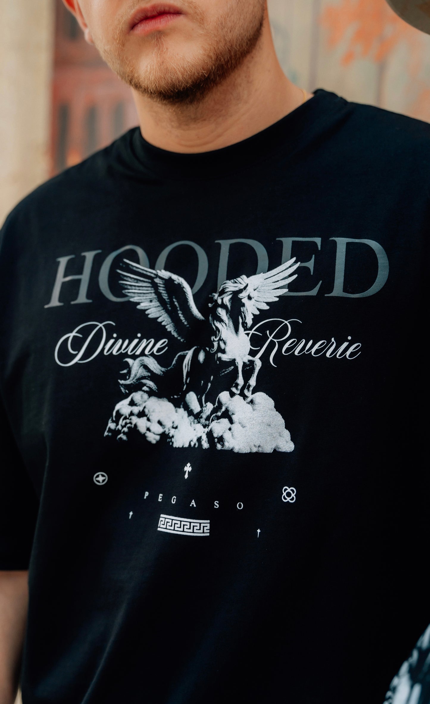 Pegaso Oversized Black T-Shirt