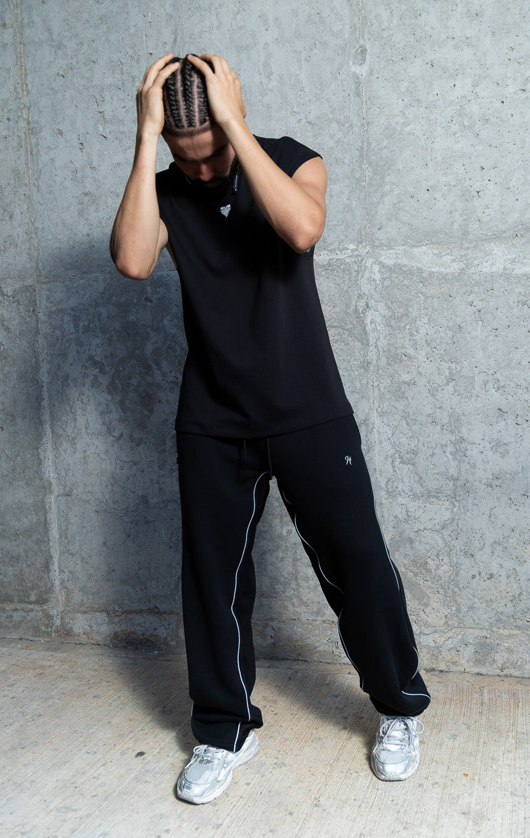 Basic Logo Oversized Black Tank Top