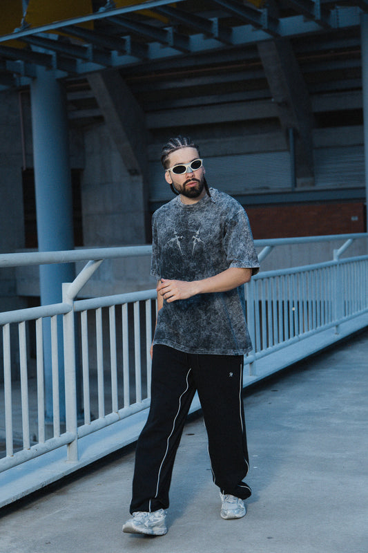 Acid Wash Gothic Cross T-Shirt