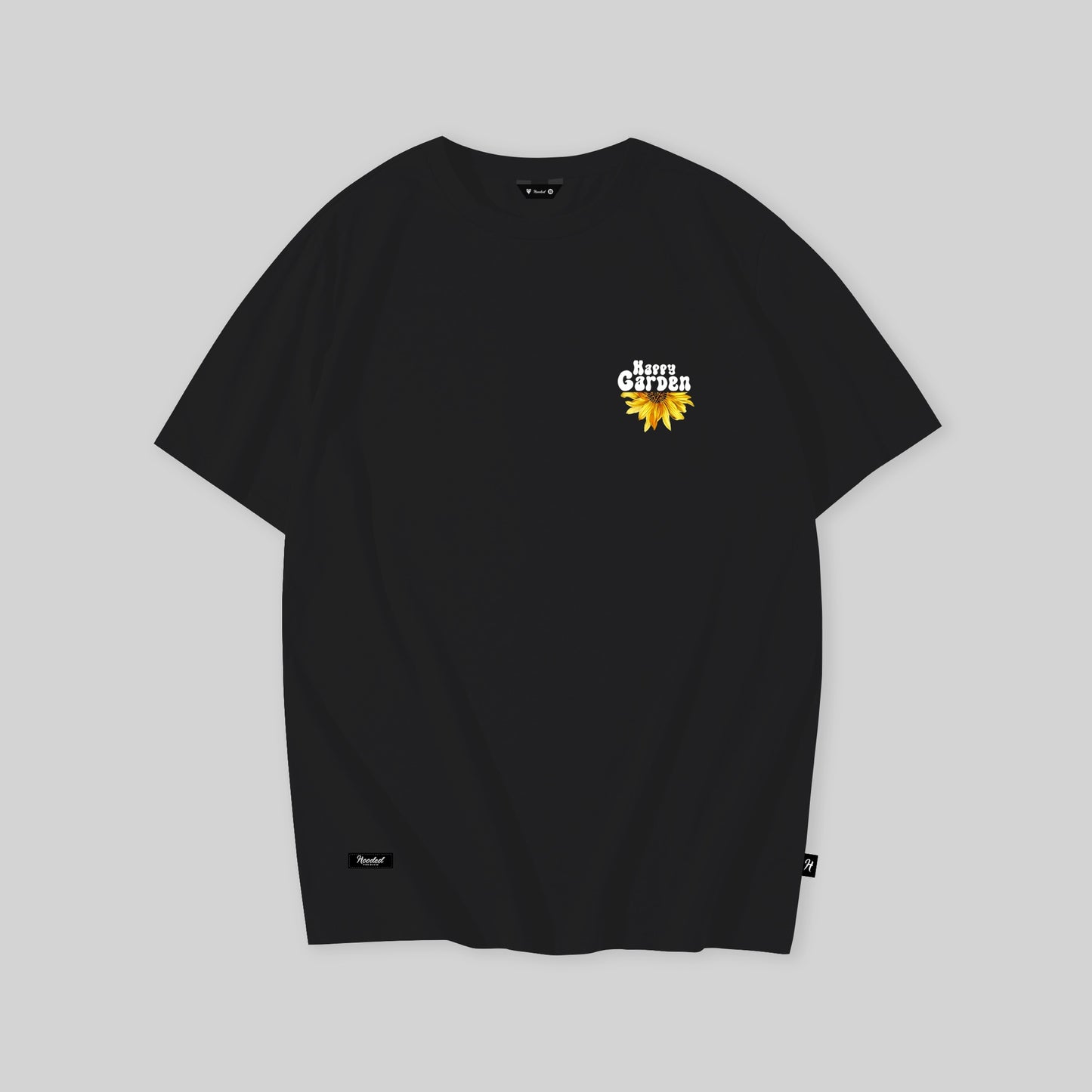 Happy Garden Oversized Black T-Shirt