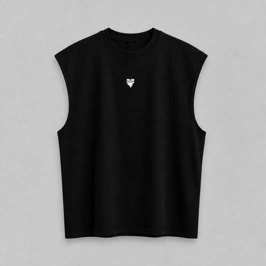 Basic Logo Oversized Black Tank Top