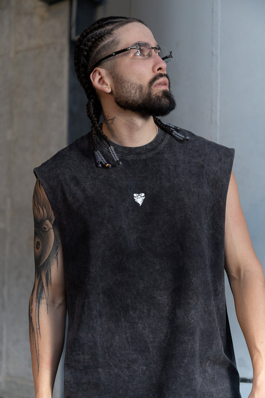 Basic Logo Oversized Acid Wash Tank Top