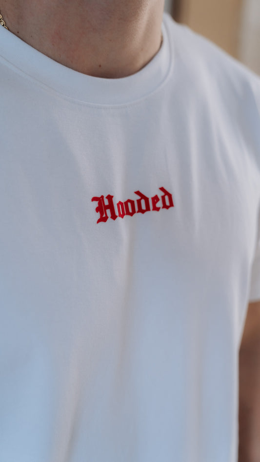 Hooded Ancient Red White T-Shirt
