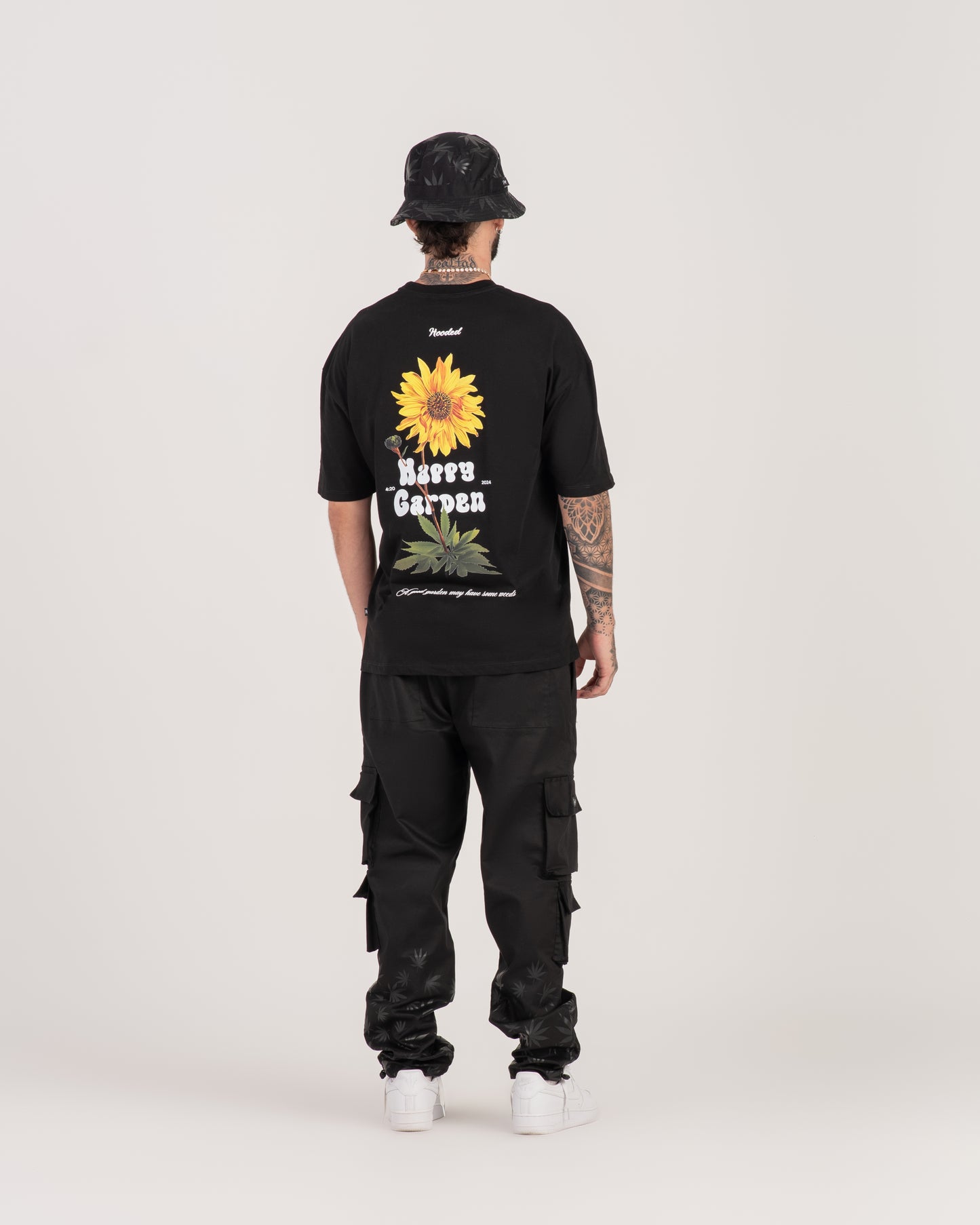 Happy Garden Oversized Black T-Shirt