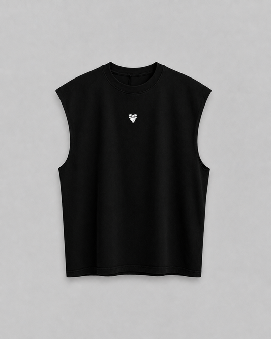 Basic Logo Oversized Black Tank Top